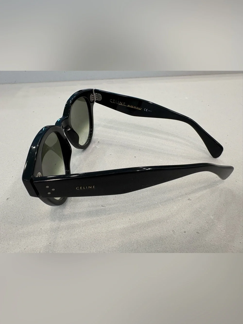 Celine Black Frame Sunglasses with Dark Green Lenses